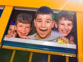 Boys on the bus going to a off-campus trip
